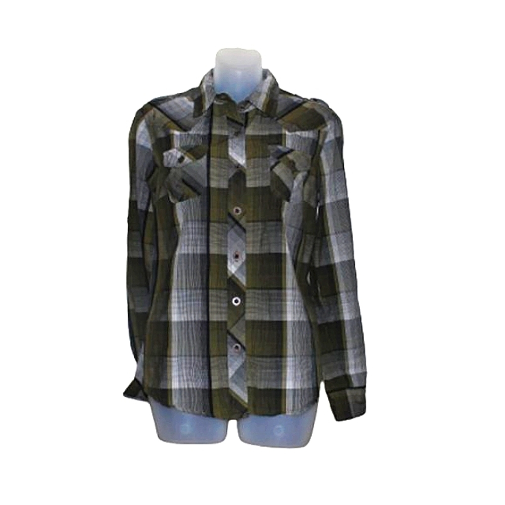 Cruel Girl Olive green plaid button shirt